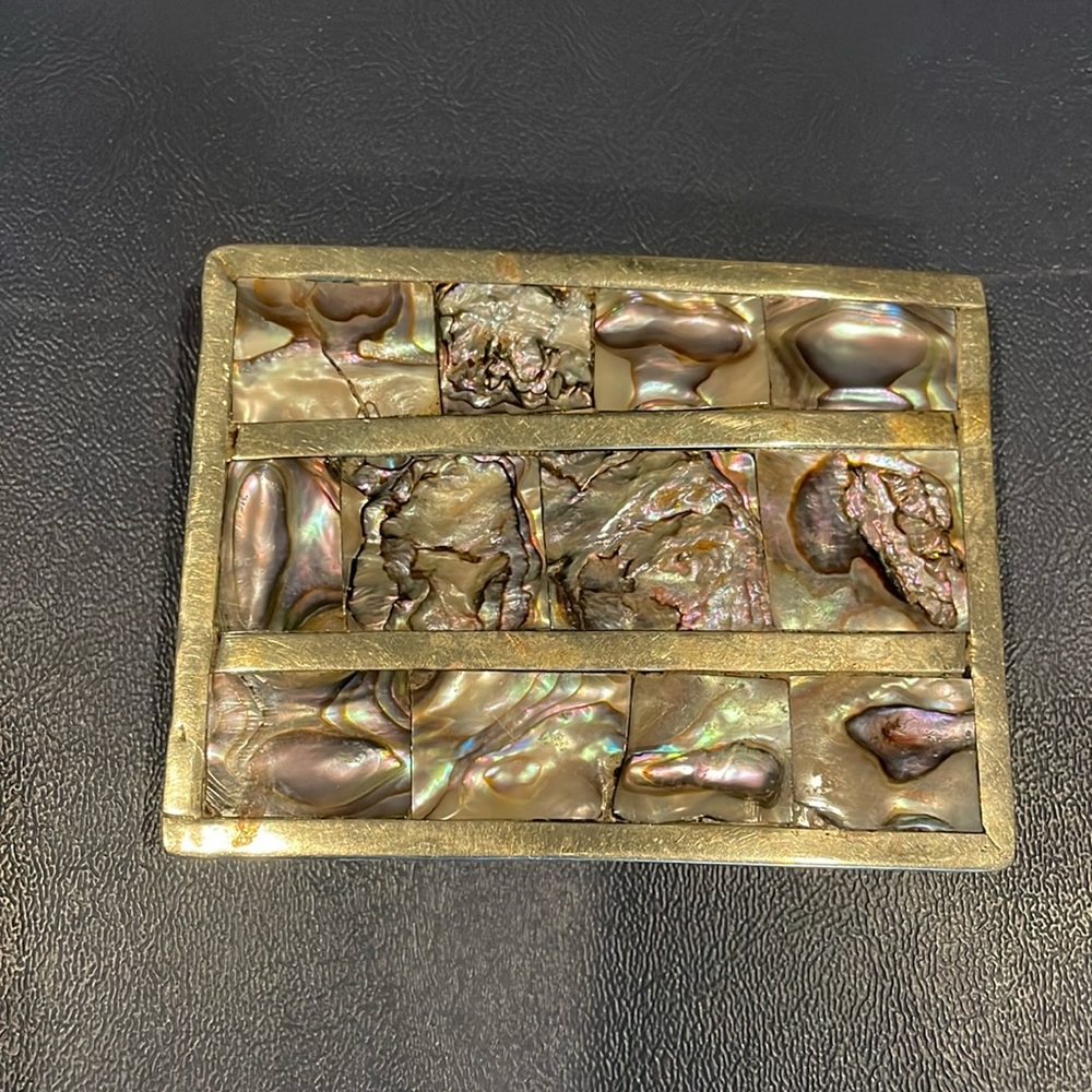 Abalone inlaid silver buckle